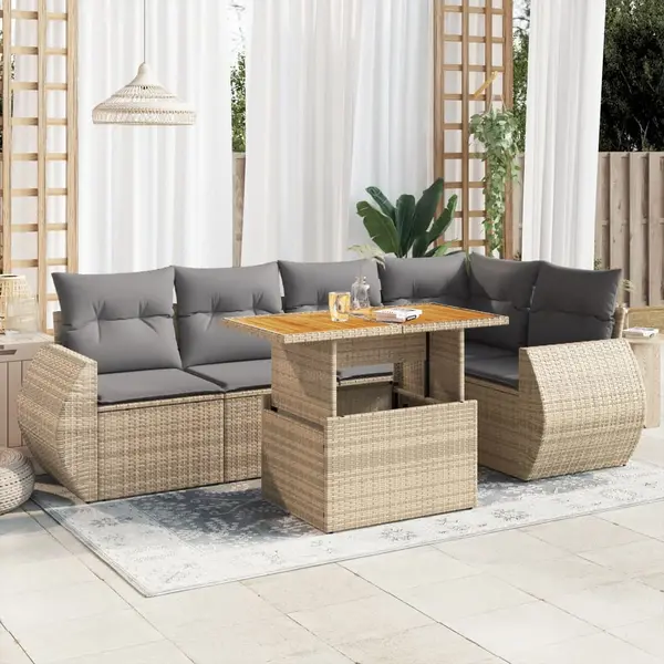 Gossi set canapele de gradina cu perne, 6 piese, bej, poliratan