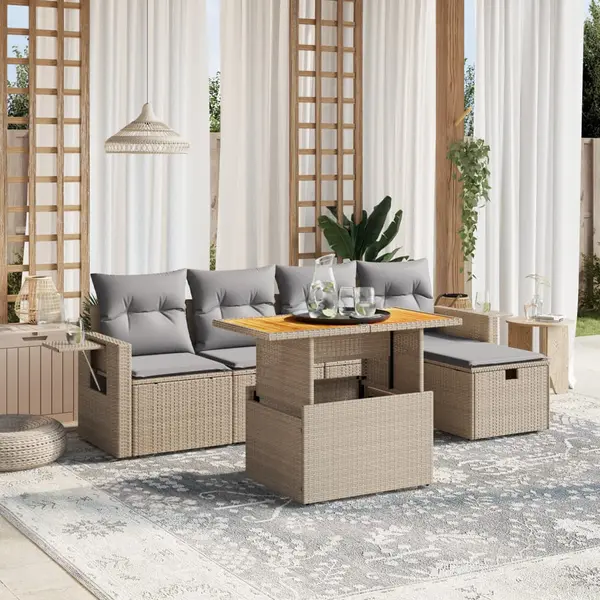 Gossi set canapele de gradina cu perne, 6 piese, bej, poliratan