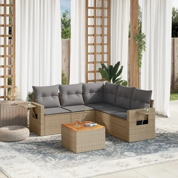 Gossi set canapele de gradina cu perne, 6 piese, bej, poliratan