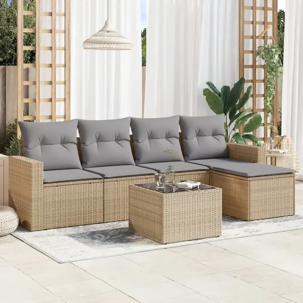 Gossi set canapele de gradina cu perne, 6 piese, bej, poliratan