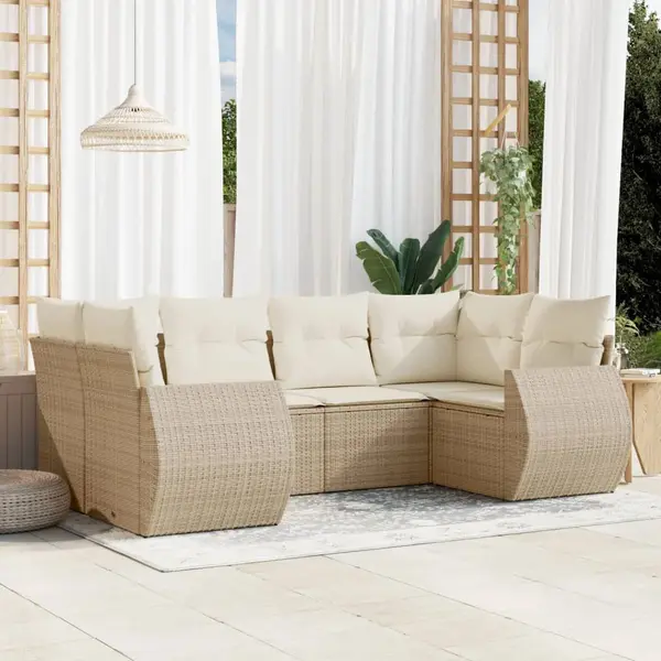 Gossi set canapele de gradina cu perne, 6 piese, bej, poliratan