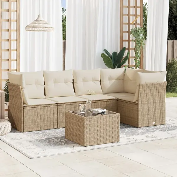 Gossi set canapele de gradina cu perne, 6 piese, bej, poliratan