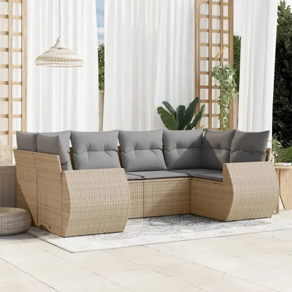 Gossi set canapele de gradina cu perne, 6 piese, bej, poliratan