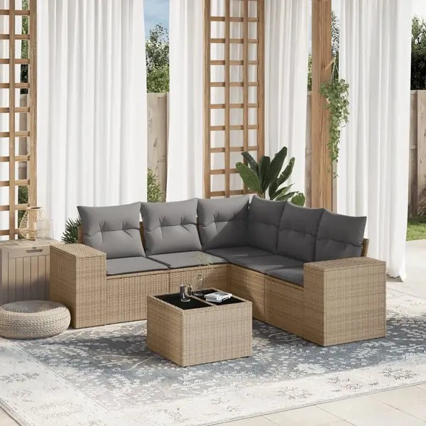 Gossi set canapele de gradina cu perne, 6 piese, bej, poliratan