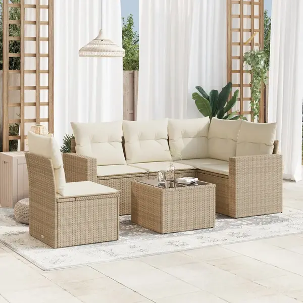 Gossi set canapele de gradina cu perne, 6 piese, bej, poliratan