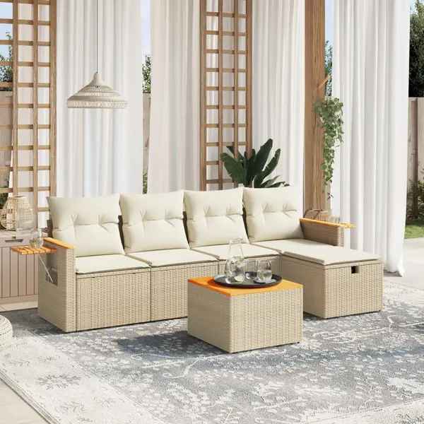 Gossi set canapele de gradina cu perne, 6 piese, bej, poliratan