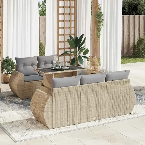 Gossi set canapele de gradina cu perne, 6 piese, bej, poliratan