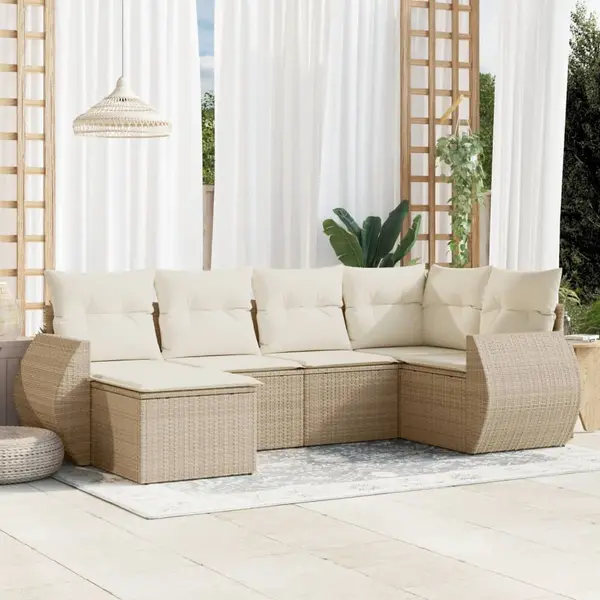 Gossi set canapele de gradina cu perne, 6 piese, bej, poliratan