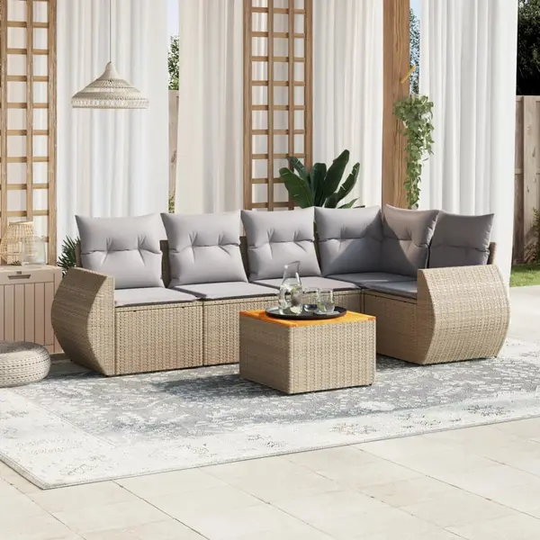 Gossi set canapele de gradina cu perne, 6 piese, bej, poliratan