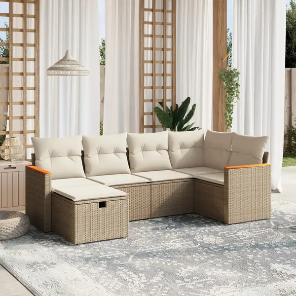Gossi set canapele de gradina cu perne, 6 piese, bej, poliratan