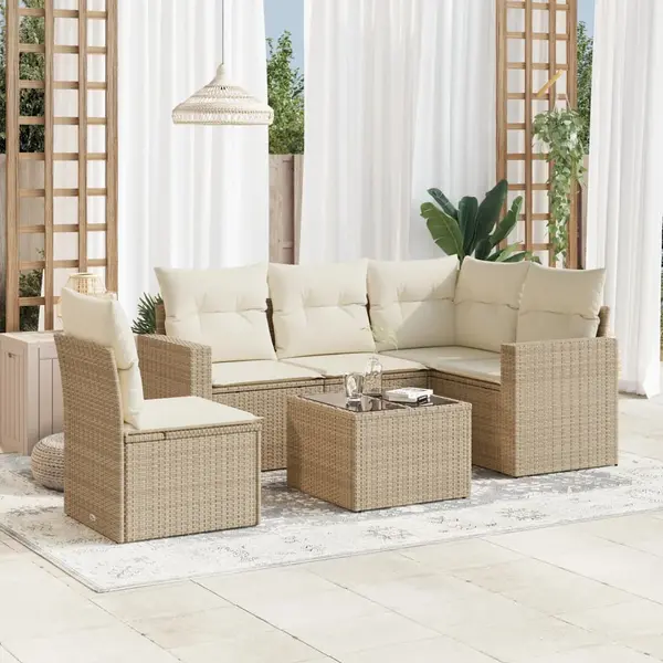 Gossi set canapele de gradina cu perne, 6 piese, bej, poliratan