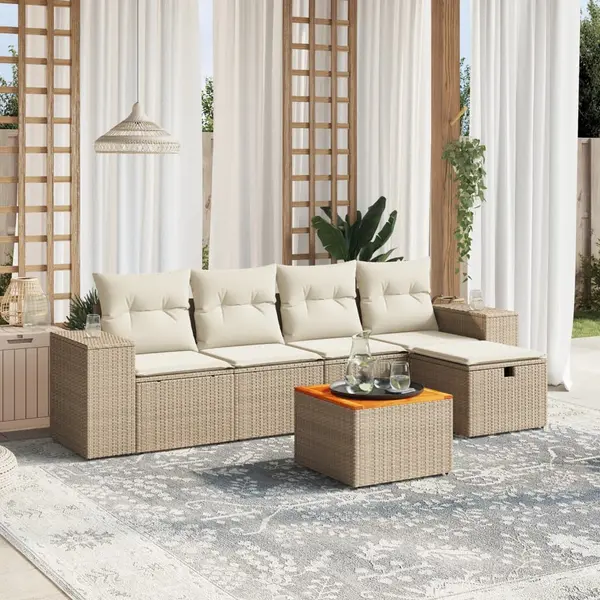 Gossi set canapele de gradina cu perne, 6 piese, bej, poliratan