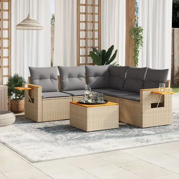 Gossi set canapele de gradina cu perne, 6 piese, bej, poliratan