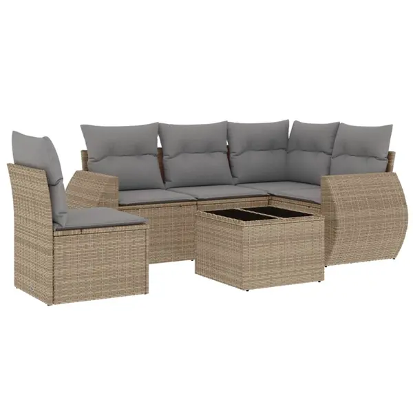 Gossi set canapele de gradina cu perne, 6 piese, bej, poliratan