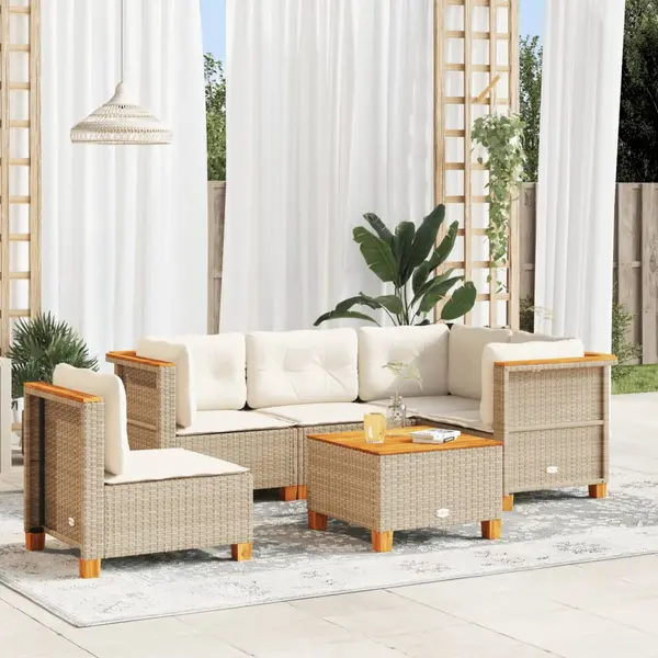 Gossi set canapele de gradina cu perne, 6 piese, bej, poliratan