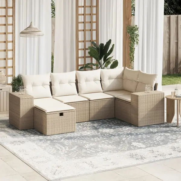Gossi set canapele de gradina cu perne, 6 piese, bej, poliratan