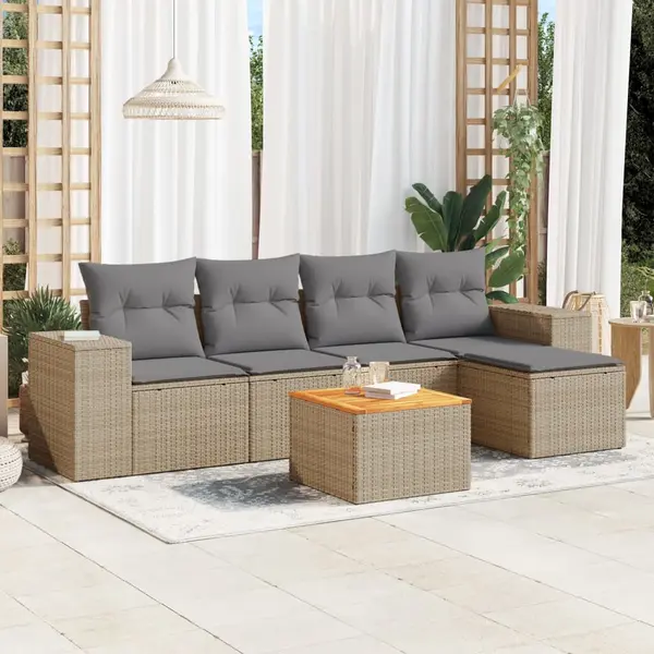 Gossi set canapele de gradina cu perne, 6 piese, bej, poliratan