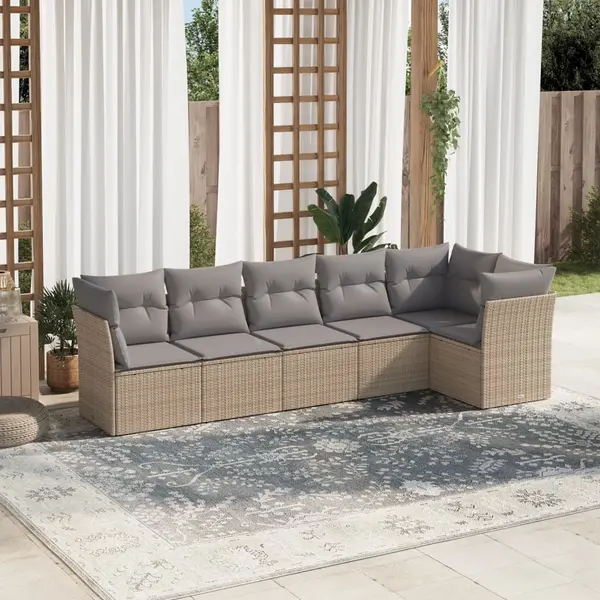 Gossi set canapele de gradina cu perne, 6 piese, bej, poliratan