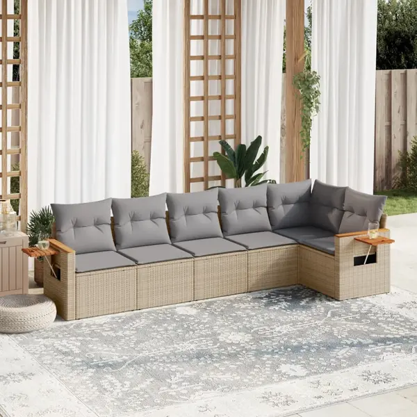 Gossi set canapele de gradina cu perne, 6 piese, bej, poliratan