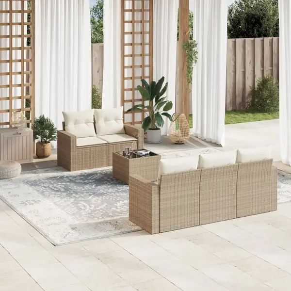 Gossi set canapele de gradina cu perne, 6 piese, bej, poliratan