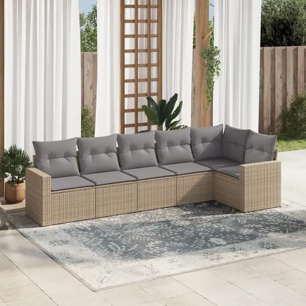 Gossi set canapele de gradina cu perne, 6 piese, bej, poliratan