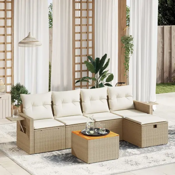 Gossi set canapele de gradina cu perne, 6 piese, bej, poliratan