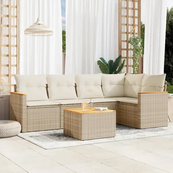 Gossi set canapele de gradina cu perne, 6 piese, bej, poliratan