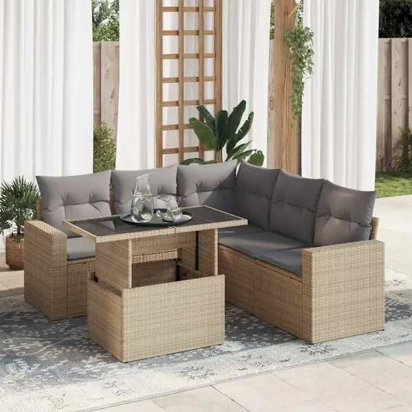 Gossi set canapele de gradina cu perne, 6 piese, bej, poliratan