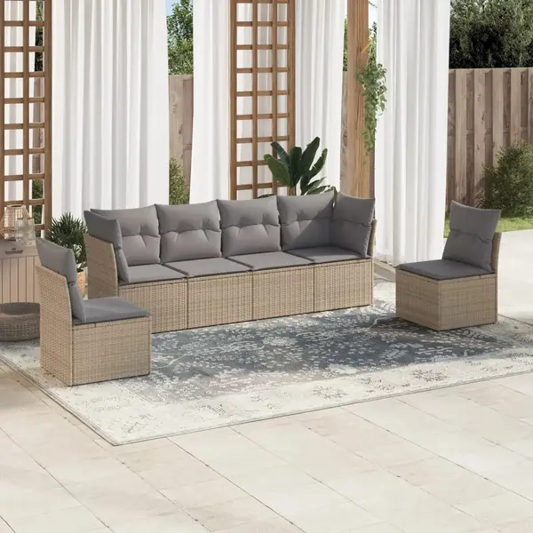 Gossi set canapele de gradina cu perne, 6 piese, bej, poliratan