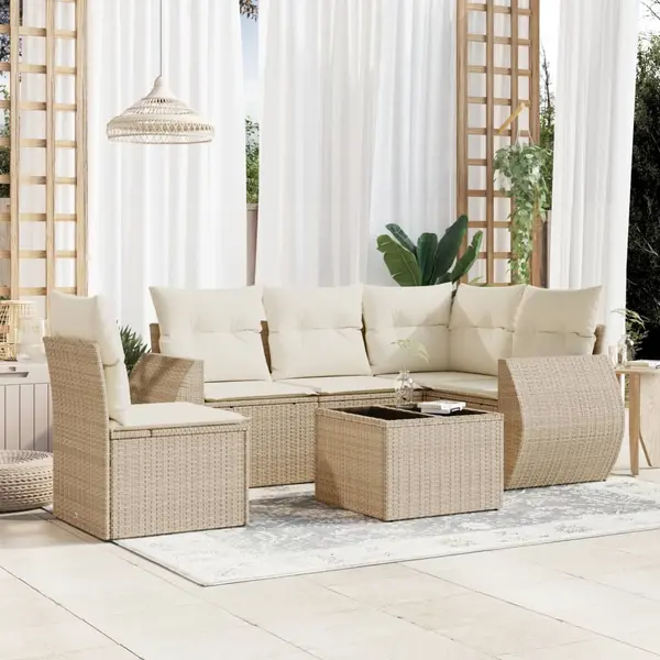 Gossi set canapele de gradina cu perne, 6 piese, bej, poliratan