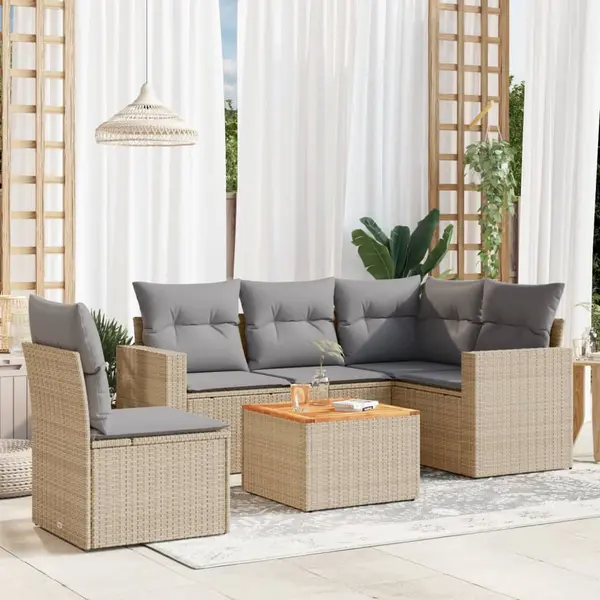 Gossi set canapele de gradina cu perne, 6 piese, bej, poliratan