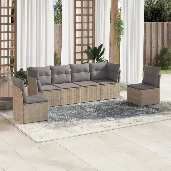 Gossi set canapele de gradina cu perne, 6 piese, bej, poliratan