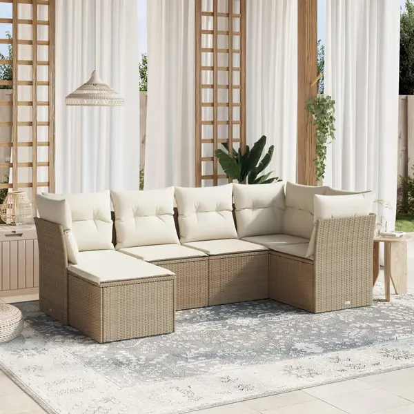 Gossi set canapele de gradina cu perne, 6 piese, bej, poliratan