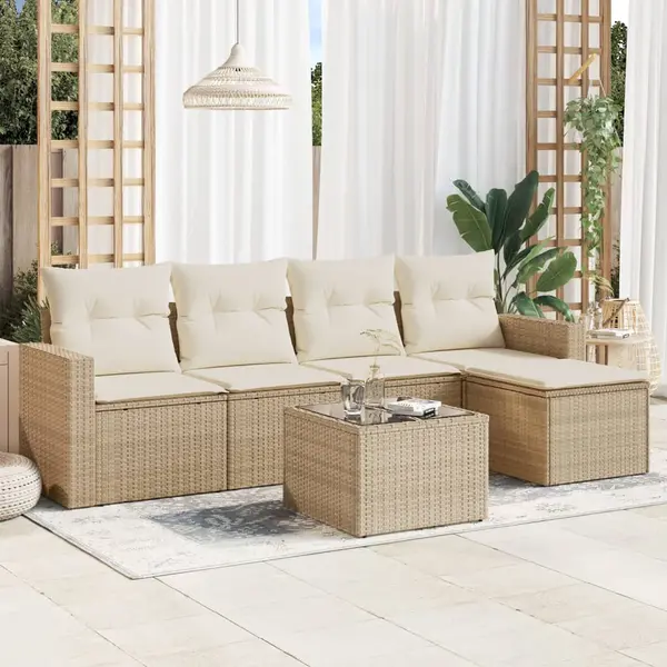 Gossi set canapele de gradina cu perne, 6 piese, bej, poliratan