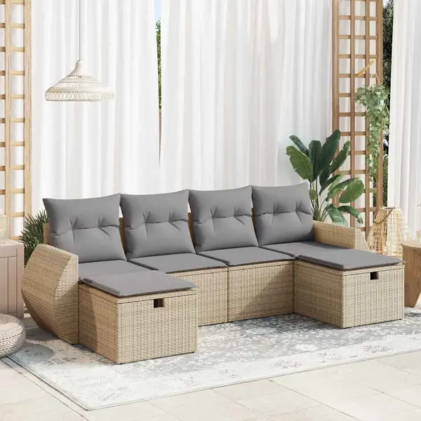 Gossi set canapele de gradina cu perne, 6 piese, bej, poliratan