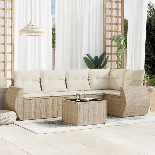 Gossi set canapele de gradina cu perne, 6 piese, bej, poliratan