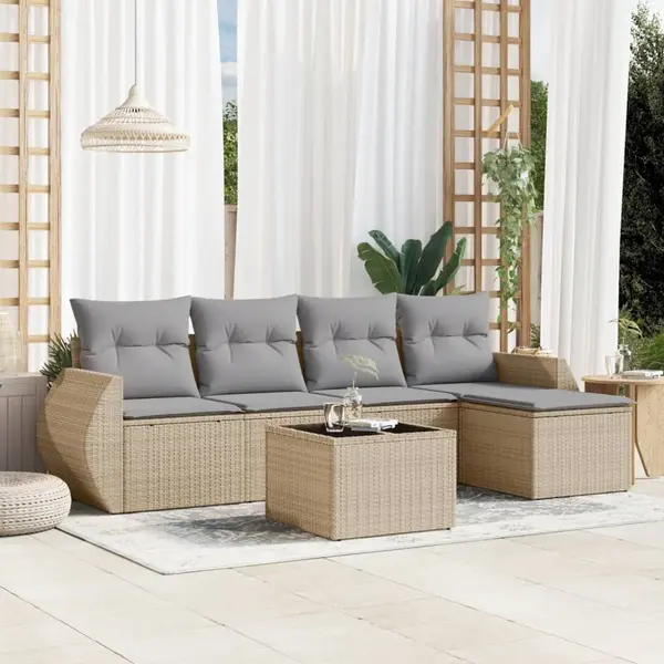 Gossi set canapele de gradina cu perne, 6 piese, bej, poliratan