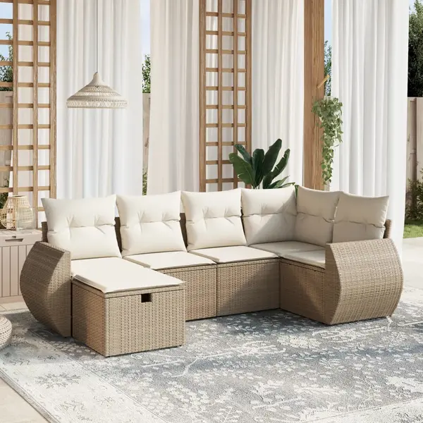 Gossi set canapele de gradina cu perne, 6 piese, bej, poliratan