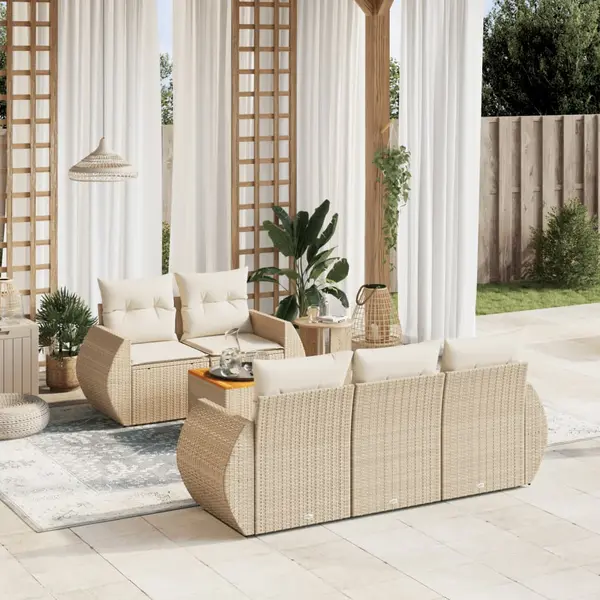 Gossi set canapele de gradina cu perne, 6 piese, bej, poliratan