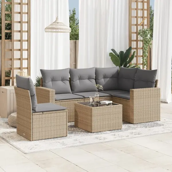 Gossi set canapele de gradina cu perne, 6 piese, bej, poliratan