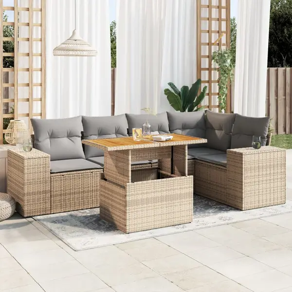 Gossi set canapele de gradina cu perne, 6 piese, bej, poliratan