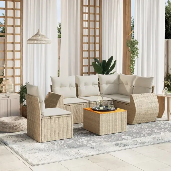 Gossi set canapele de gradina cu perne, 6 piese, bej, poliratan