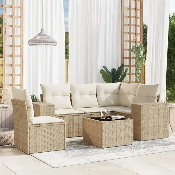Gossi set canapele de gradina cu perne, 6 piese, bej, poliratan