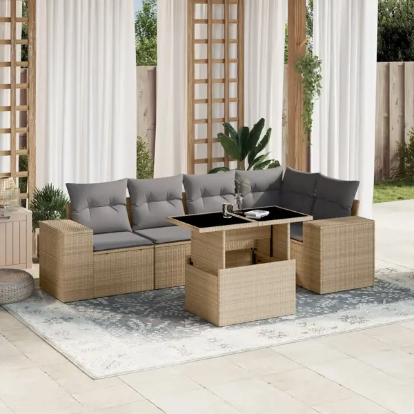 Gossi set canapele de gradina cu perne, 6 piese, bej, poliratan