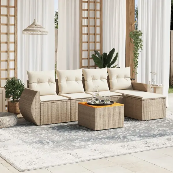 Gossi set canapele de gradina cu perne, 6 piese, bej, poliratan
