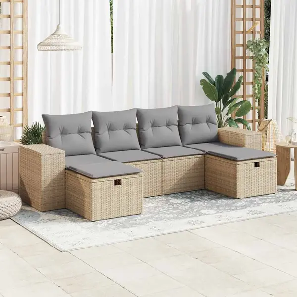 Gossi set canapele de gradina cu perne, 6 piese, bej, poliratan