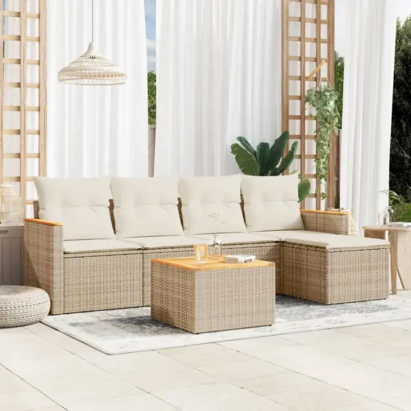 Gossi set canapele de gradina cu perne, 6 piese, bej, poliratan