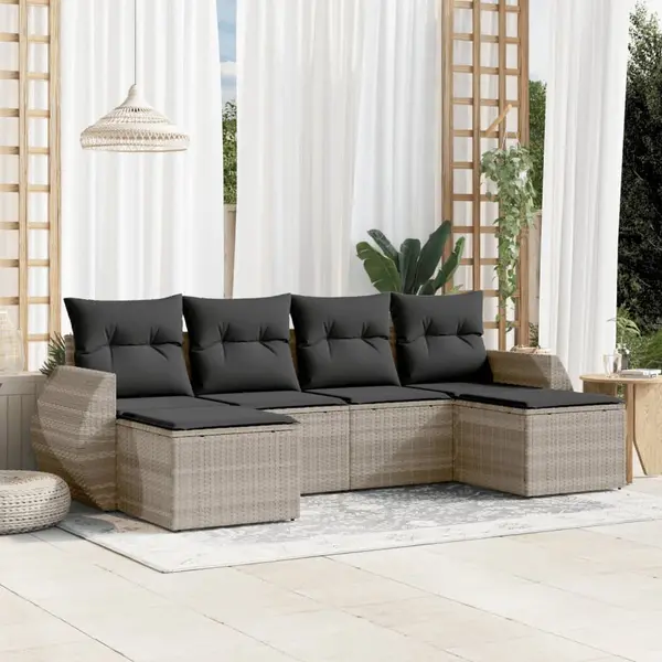Gossi set canapele de gradina cu perne, 6 piese gri deschis poliratan