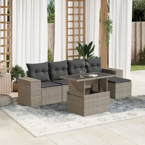 Gossi set canapele de gradina cu perne, 6 piese gri deschis poliratan