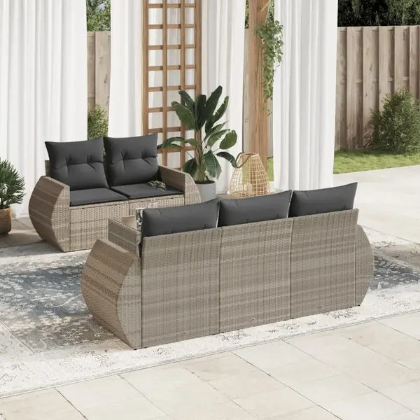 Gossi set canapele de gradina cu perne, 6 piese gri deschis poliratan